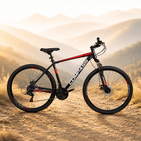 Гірський велосипед CrossBike COMPASS 29", алюмінієва рама 20", 21 швидкість, чорний-червоний 29СTA-006256 фото