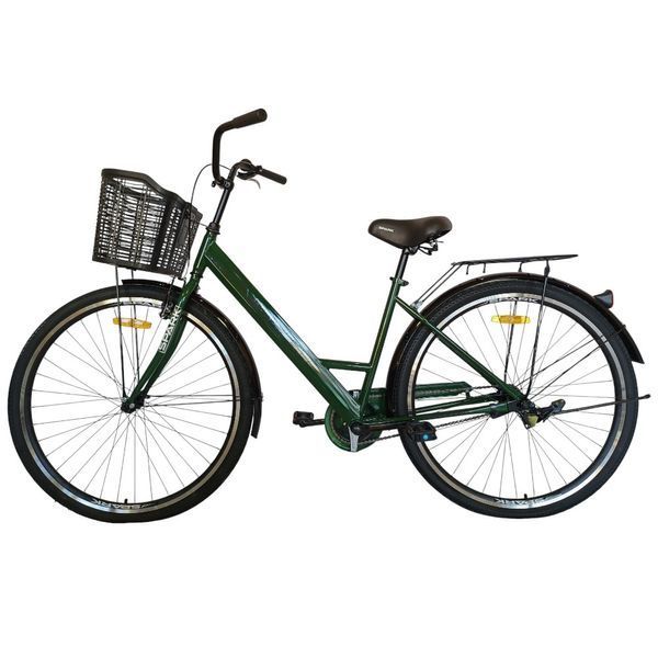 Міський велосипед SPARK CITY LIRA 28", сталева рама 18", 1 швидкість, багажник, кошик, зелений 240044 фото