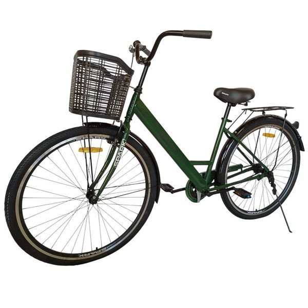 Міський велосипед SPARK CITY LIRA 28", сталева рама 18", 1 швидкість, багажник, кошик, зелений 240044 фото