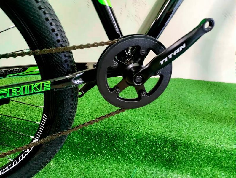 Гірський велосипед Crossbike Dragster Susp 26", алюмінієва рама 13", 7 швидкостей, амортизаційна вилка, для підлітків, чорно-зелений 26CJPr-005764 фото