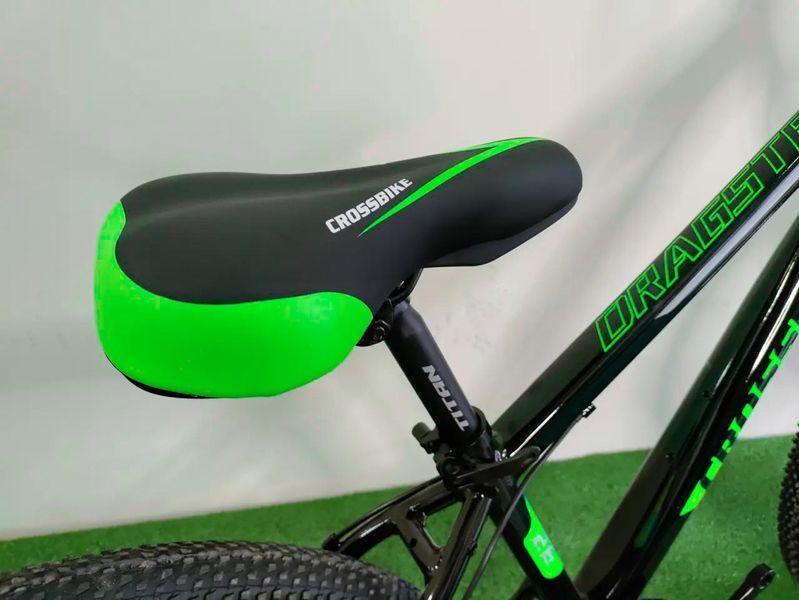 Гірський велосипед Crossbike Dragster Susp 26", алюмінієва рама 13", 7 швидкостей, амортизаційна вилка, для підлітків, чорно-зелений 26CJPr-005764 фото