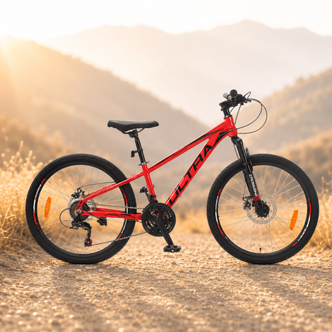 Гірський велосипед CrossBike ULTRA 24", алюмінієва рама 12", 21 швидкість, червоно-чорний 24СTA-006240 фото