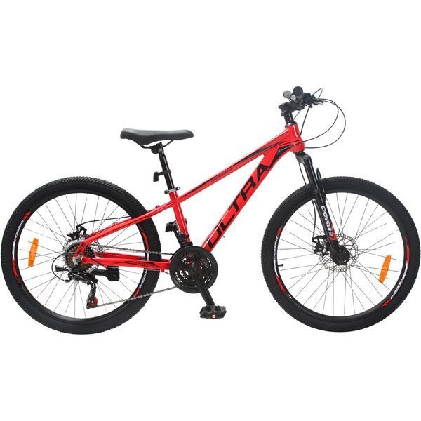 Гірський велосипед CrossBike ULTRA 24", алюмінієва рама 12", 21 швидкість, червоно-чорний 24СTA-006240 фото