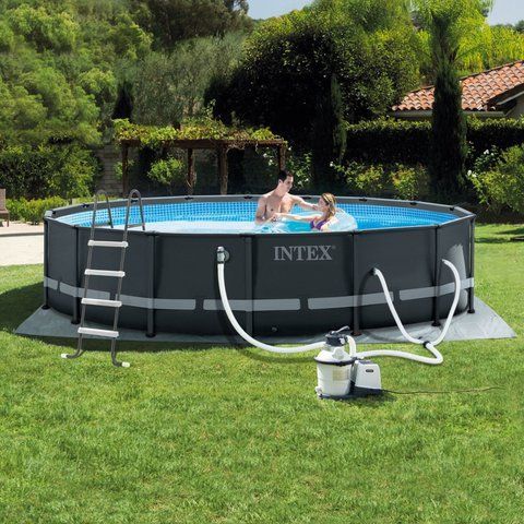 Каркасний басейн Intex Ultra XTR Frame 488x122 см 26326 круглий з пісочним фільтром, сходами, тентом, настилом 26326 фото