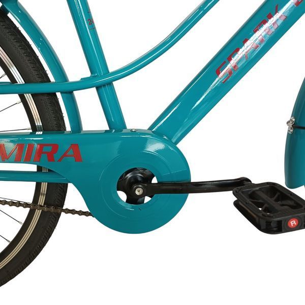 Міський велосипед SPARK CITY MIRA 28", сталева рама 18", 1 швидкість, багажник, кошик, бірюзовий 240025 фото
