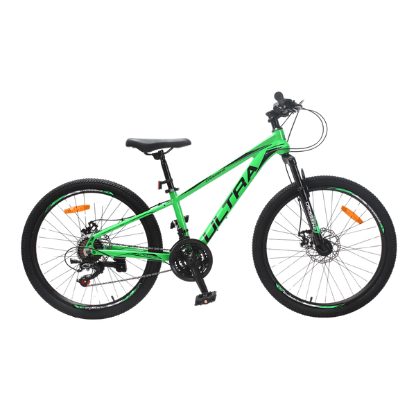 Гірський велосипед CrossBike ULTRA 24", алюмінієва рама 12", 21 швидкість, зелено-чорний 24СTA-006239 фото