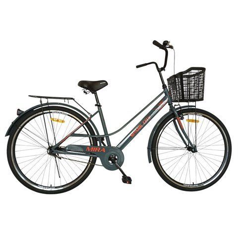 Міський велосипед SPARK CITY MIRA 28", сталева рама 18", 1 швидкість, багажник, кошик, графітовий 240028 фото