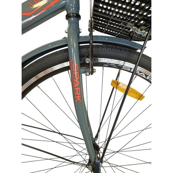 Міський велосипед SPARK CITY MIRA 28", сталева рама 18", 1 швидкість, багажник, кошик, графітовий 240028 фото