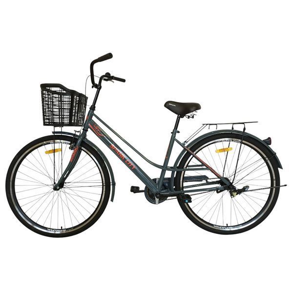 Міський велосипед SPARK CITY MIRA 28", сталева рама 18", 1 швидкість, багажник, кошик, графітовий 240028 фото