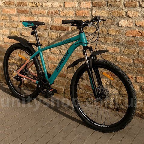 Гірський велосипед SPARK PLAYER 27,5" сталева рама 17", 21 швидкість, дискові гальма, амортизація бірюзовий 222995 фото
