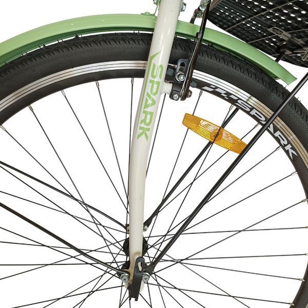 Міський велосипед SPARK CITY MIRA 28", сталева рама 18", 1 швидкість, багажник, кошик, білий із зеленим 240027 фото