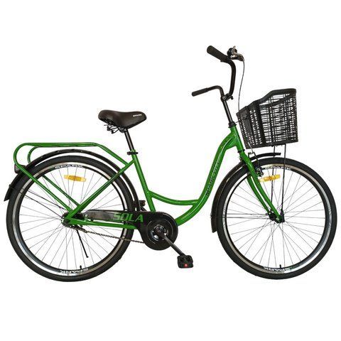 Міський велосипед SPARK CITY SOLA 26", сталева рама 17", 1 швидкість, багажник, кошик, зелений 240032 фото