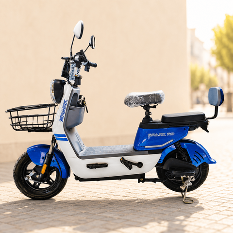 Електровелосипед SPARK R9 14", 800W/60V/20Ah, швидкість до 40 км/год, білий з синім 247920 фото