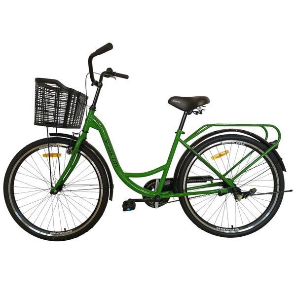 Міський велосипед SPARK CITY SOLA 26", сталева рама 17", 1 швидкість, багажник, кошик, зелений 240032 фото