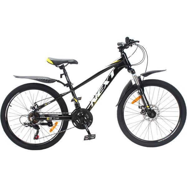 Гірський велосипед Crossbike Next 2025 24", алюмінієва рама 11", 21 швидкість, чорний-жовтий 24СTA-005606 фото