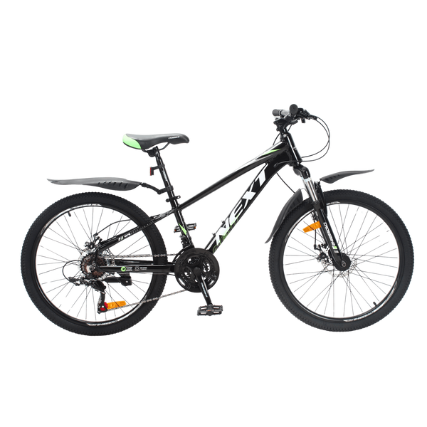 Гірський велосипед Crossbike Next 2025 24", алюмінієва рама 11", 21 швидкість, чорний-зелений 24СTA-005605 фото