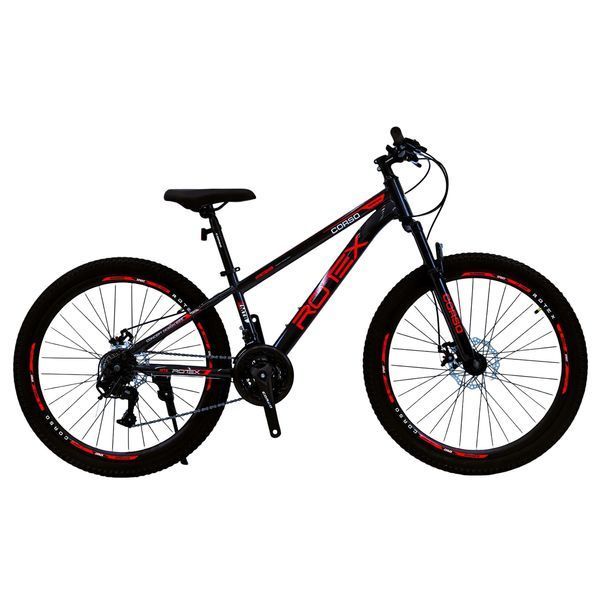 Гірський велосипед CORSO ROTEX 26", сталева рама 13", 21 швидкість, чорно-червоний 072-242 фото
