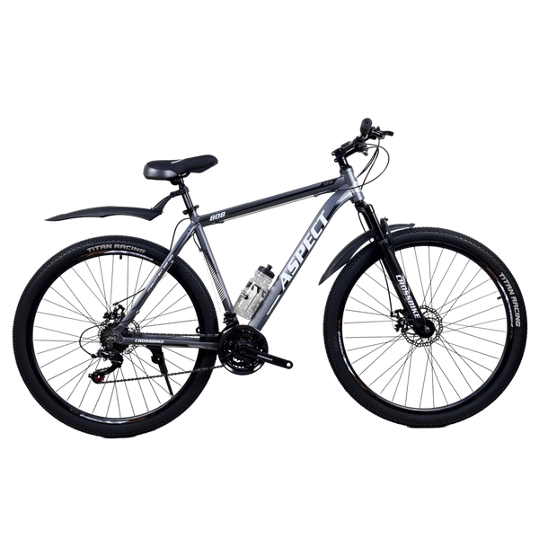 Гірський велосипед CrossBike Aspect 29", алюмінієва рама 21", 21 швидкість, чорний-сірий 29СTA-006498 фото