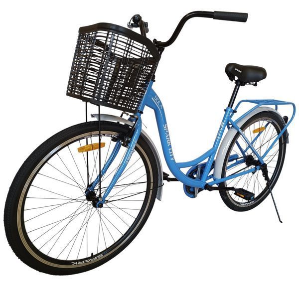 Міський велосипед SPARK CITY SOLA 26", сталева рама 17", 1 швидкість, багажник, кошик, синій 240030 фото