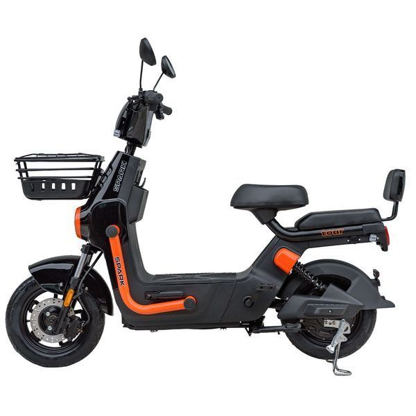 Електровелосипед SPARK TOUR 14" 60V/500W/20Ah, максимальна швидкість 45 км/год, подвійна амортизація, Чорний з помаранчевим 227069 фото