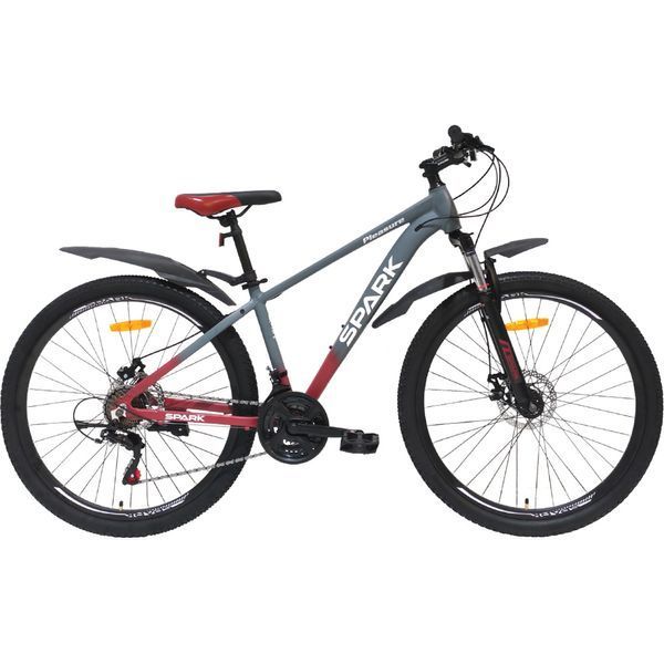 Гірський велосипед SPARK PLEASURE 27,5" 21 швидкість, алюмінієва рама 15" амортизаційна вилка, Сірий з червоним 222956 фото