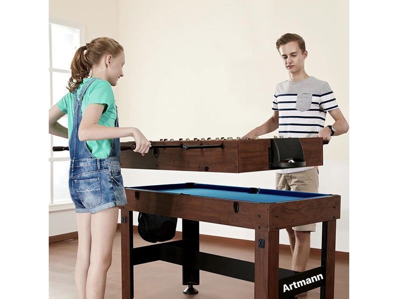 Ігровий стіл 4 в 1 Santos Artmann &ndash; настільний футбол, аерохокей, теніс, більярд, регульована висота, МДФ, повний комплект 2920 фото