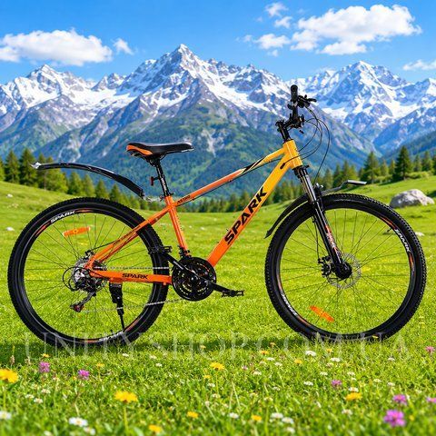 Гірський велосипед SPARK ASTRO 26", алюмінієва рама 15", 21 швидкість, жовтий з помаранчевим 239203 фото