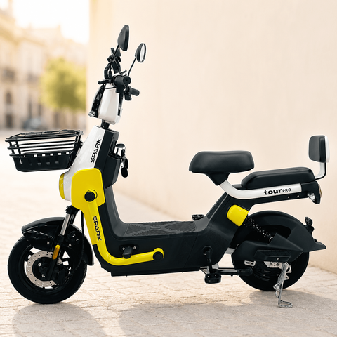 Велосипед з електромотором SPARK TOUR PRO 10", 1000W, 60V 25Ah, швидкість до 50 км/год, білий із жовтим 247723 фото