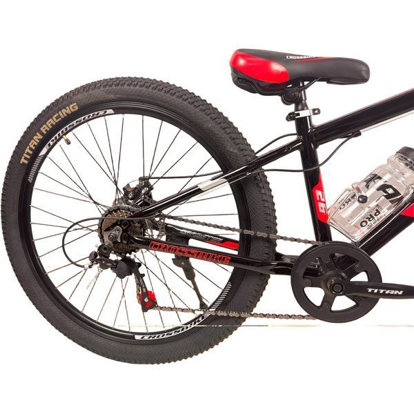 Гірський велосипед Crossbike Dragster Susp 26", алюмінієва рама 13", 7 швидкостей, амортизація, для підлітків, чорно-червоний 26CJPr-004480 фото