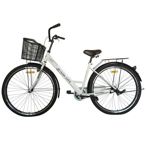 Міський велосипед SPARK CITY LIRA 28", сталева рама 18", 1 швидкість, багажник, кошик, молочний 240042 фото