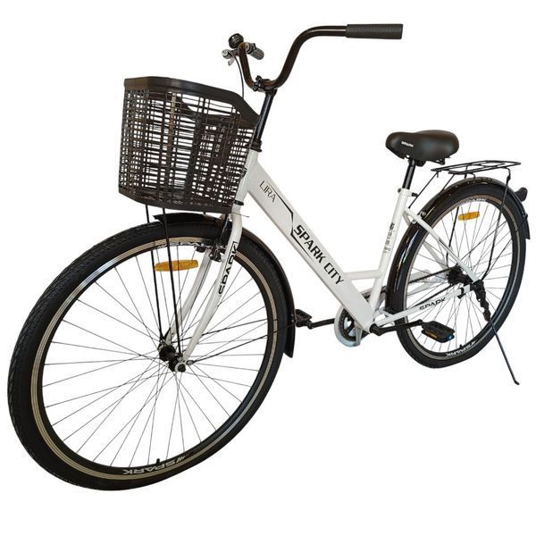 Міський велосипед SPARK CITY LIRA 28", сталева рама 18", 1 швидкість, багажник, кошик, молочний 240042 фото