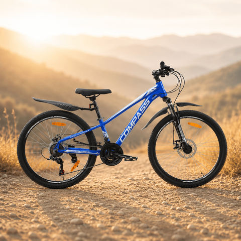 Гірський велосипед CrossBike COMPASS 24", алюмінієва рама 11", 21 швидкість, синьо-білий 24СTA-006249 фото
