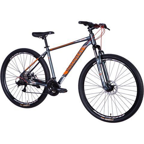Гірський велосипед Discovery BASTION 29", алюмінієва рама 19", 24 швидкості, дискові гальма, сіро-помаранчевий OPS-DIS-29-204 фото