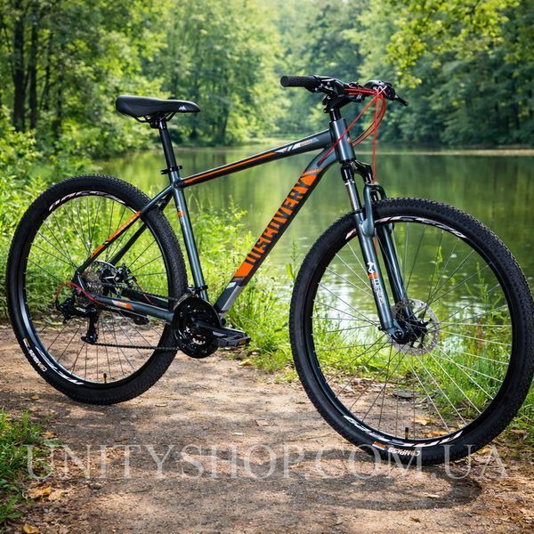 Гірський велосипед Discovery BASTION 29", алюмінієва рама 19", 24 швидкості, дискові гальма, сіро-помаранчевий OPS-DIS-29-204 фото