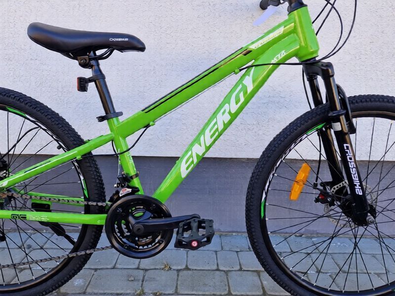 Гірський велосипед CrossBike Energy V2 26", сталева рама 13", 21 швидкість, дискові гальма, для підлітків, зелений 26СTS-006260 фото