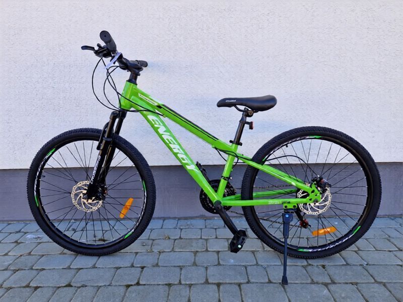 Гірський велосипед CrossBike Energy V2 26", сталева рама 13", 21 швидкість, дискові гальма, для підлітків, зелений 26СTS-006260 фото