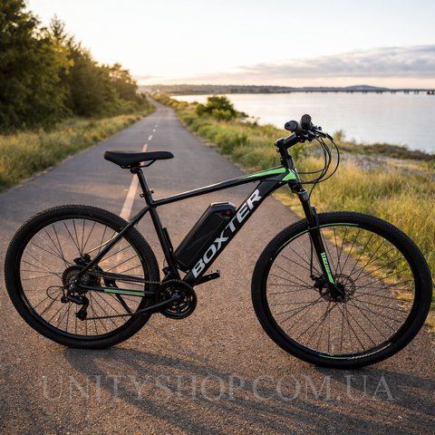 Електровелосипед CrossBike Boxter 29" 500W/48V/13Ah, рама 19" до 45 км/год, Чорно-зелений 00-00006263 фото