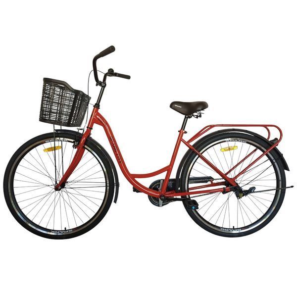 Міський велосипед SPARK CITY SOLA 28", сталева рама 18", 1 швидкість, багажник, кошик, червоний 240033 фото