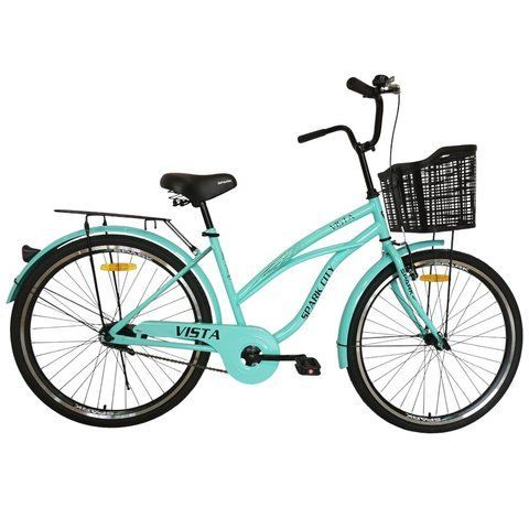 Міський велосипед SPARK CITY VISTA 26", сталева рама 17", 1 швидкість, багажник, кошик, крила, бірюзовий 240015 фото