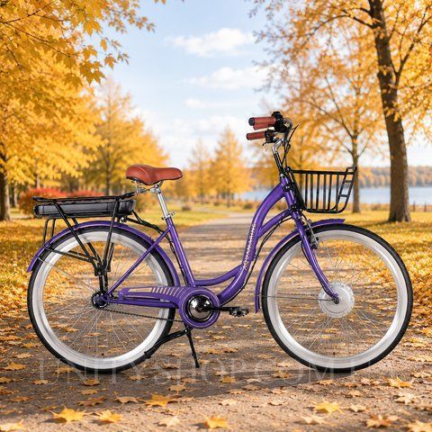 Електровелосипед Dorozhnik eAQUAMARINE 26", 36V 500W 13Ah, швидкість до 27 км/год, фіолетовий ELB-D-26-295 фото