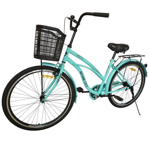 Міський велосипед SPARK CITY VISTA 26", сталева рама 17", 1 швидкість, багажник, кошик, крила, бірюзовий 240015 фото