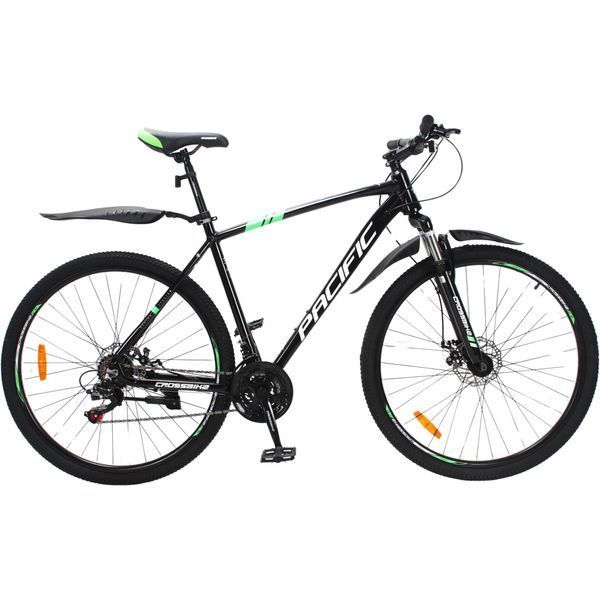 Гірський велосипед CrossBike Pacific 29", алюмінієва рама 21", 21 швидкість, чорний-зелений 29СTA-005644 фото