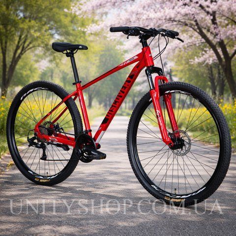 Гірський велосипед Discovery BASTION 29", алюмінієва рама 17", 24 швидкості, дискові гальма, червоно-чорний OPS-DIS-29-197 фото