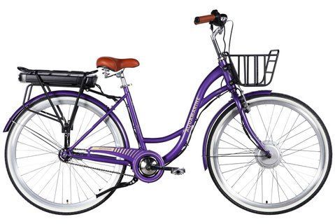 Електровелосипед Dorozhnik eAQUAMARINE BH 28&Prime; 500W 36V 13Ah, рама 19&Prime;, кошик, Фіолетовий ELB-D-28-108 фото