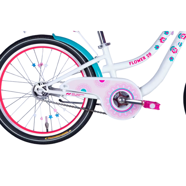 Дитячий велосипед Formula Kid FLOWER PREMIUM 20", рама 10", білий з рожевим та бірюзовим OPS-FRK-20-244 фото