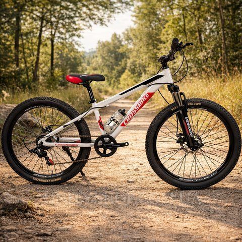 Гірський велосипед Crossbike Dragster Susp 26", алюмінієва рама 13", 7 швидкостей, для підлітків, біло-червоний 26CJPr-005755 фото