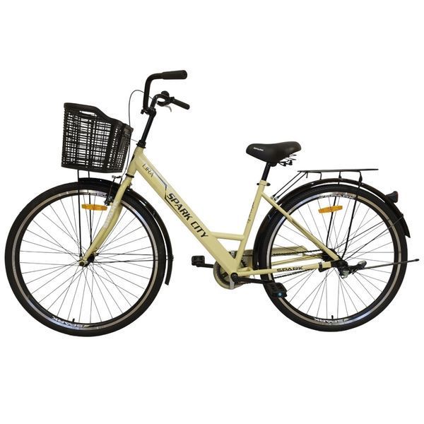 Міський велосипед SPARK CITY LIRA 28", сталева рама 18", 1 швидкість, багажник, кошик, бежевий 240043 фото