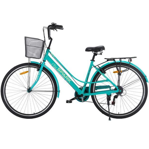 Міський велосипед SPARK CITY BELLE 28", алюмінієва рама 18", 7 швидкостей, кошик, багажник, бірюзовий 240004 фото