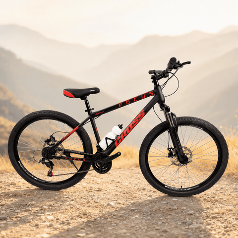 Гірський велосипед Cross Focus 27.5", сталева рама 17", 21 швидкість, чорний-червоний 27.5CWS-005773 фото