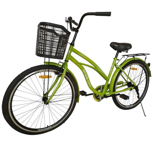 Міський велосипед SPARK CITY VISTA 26", сталева рама 17", 1 швидкість, багажник, кошик, крила, салатовий 240013 фото